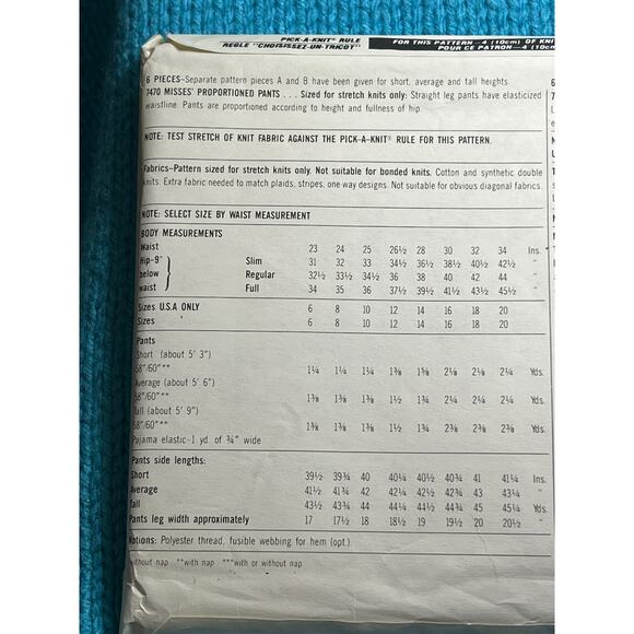 Simplicity Sewing Pattern 7470 straight leg pants size 16 - Picture 4 of 5